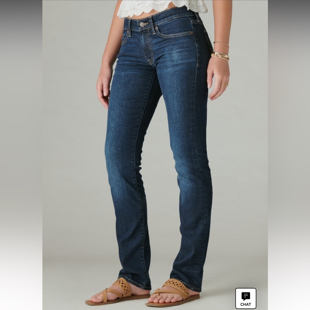 LUCKY BRAND Mid Rise Straight Sweet Stone Washed Dark Denim Jeans GUC